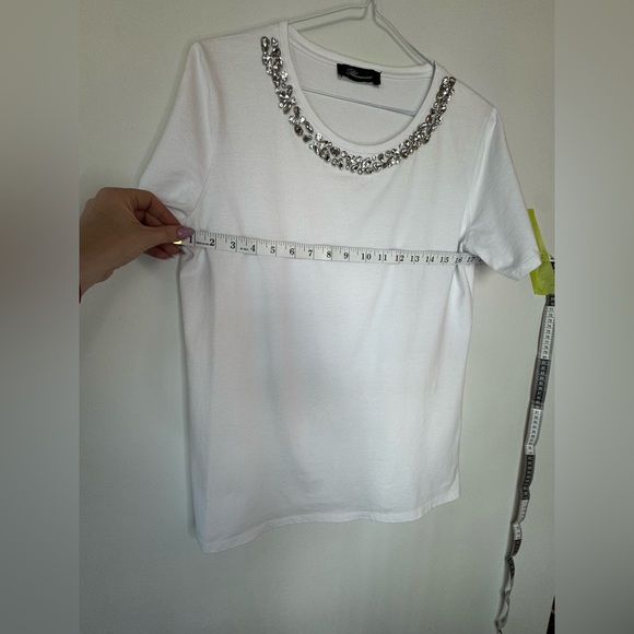 Bluemarine White T-Shirt – Size M, Embellished Neckline - Picture 10 of 11
